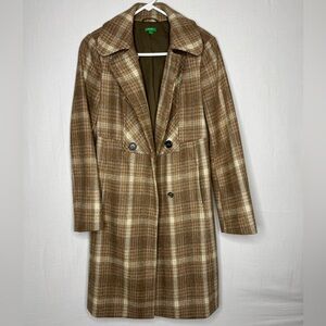 Plaid Brown Pea Coat for Women